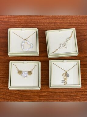 Gold-Tone Pendant Necklace set with Clear Crystal Accents - Women Jewelry